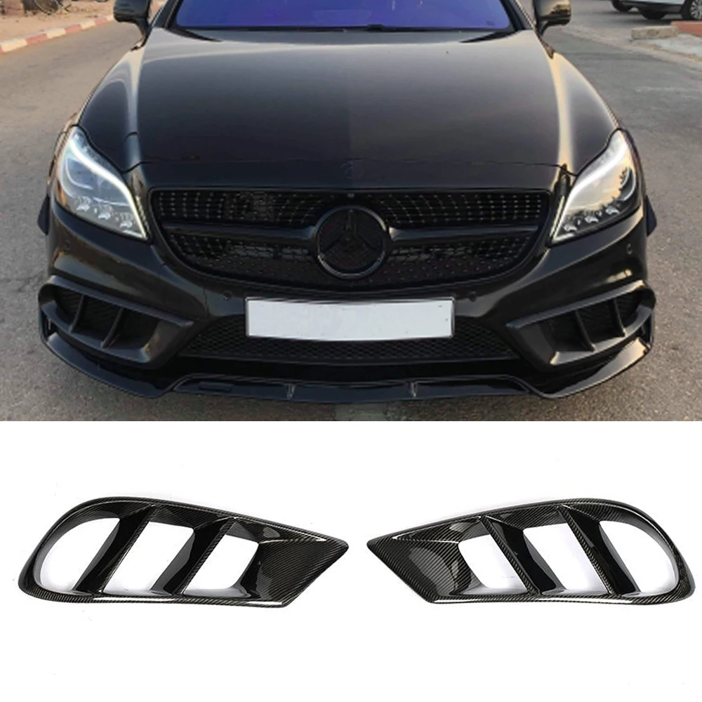 Front Bumper Air Vent Cover Trim Mesh Grill Frame For Mercedes-Benz W218 CLS Class CLS400 Sport 2014 - 2017 Carbon Fiber / FRP