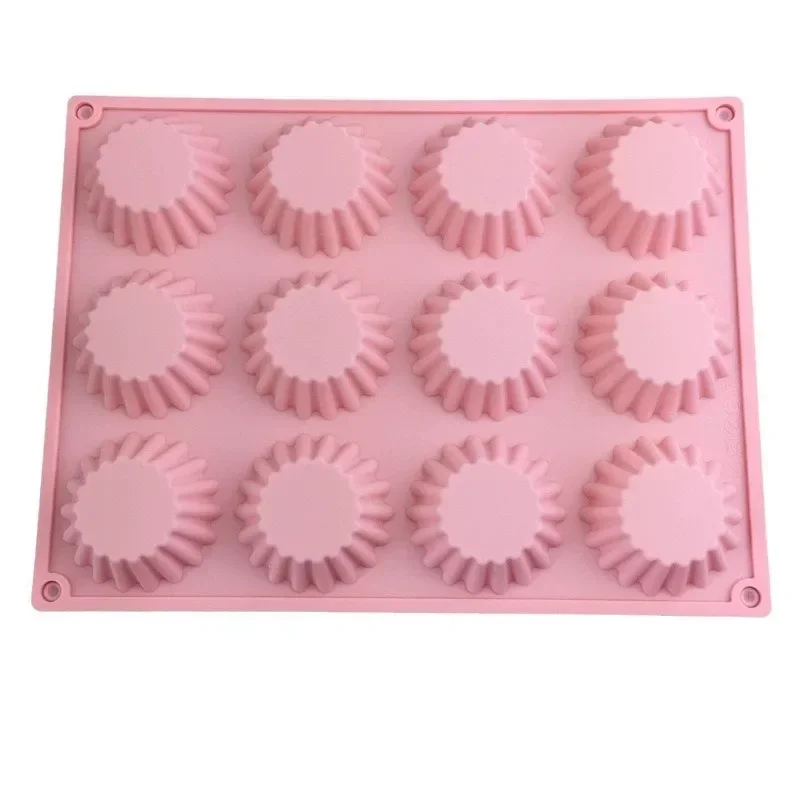 12 Cavity Round Silicone Muffin Cup Mold Cake Chocolate Egg Tart Baking Tray Silicone Cake Mold Bread Biscuit Dessert Bakeware