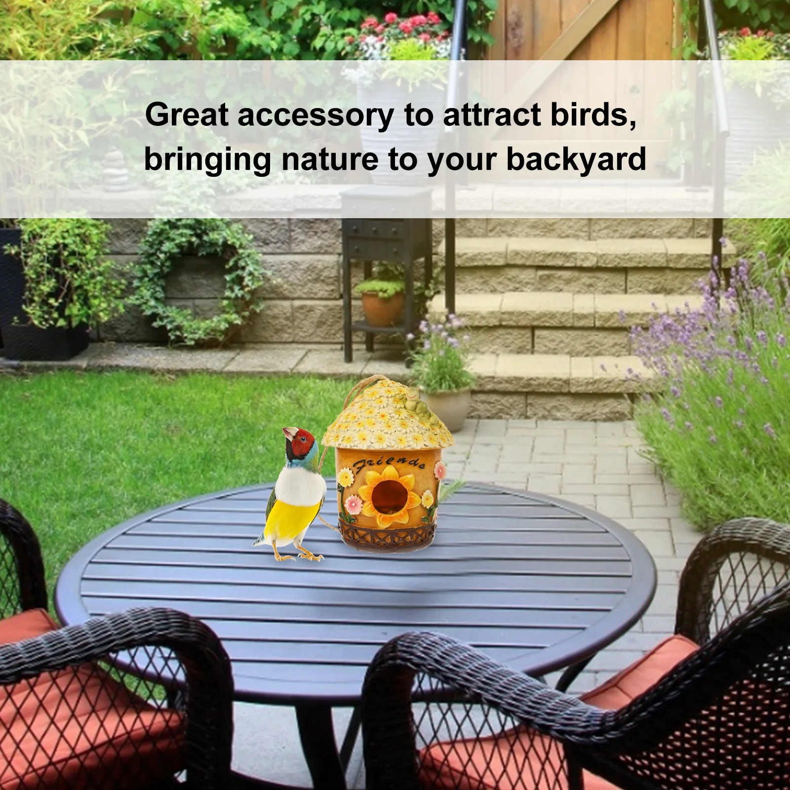 

1Pcs Resin Bird Feeder Stylish Flower Bird for Lawn Garden Decor Lasting Use Attractive Nature Accessory Artistic Design