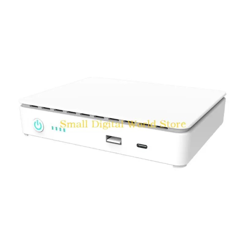 

77UB UPS Battery Backup 10400mA Mini UPS Security Camera Wifi Router Speaker LED Light Battery Backup SurgesProtector 15600mA