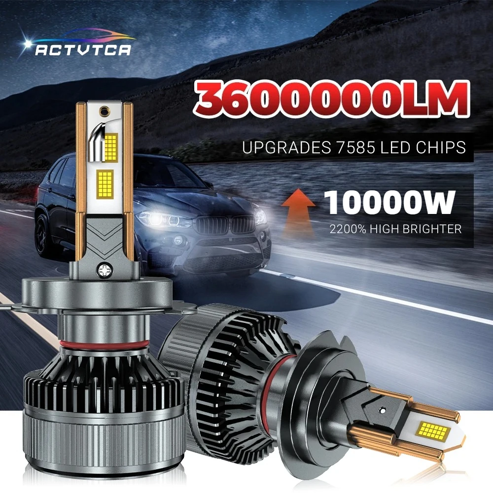ACTVTCA 10000W 3600000LM H4 H7 LED Headlight Bulbs H1 H4 H11 9005 9006 Super Bright 6 Copper Tube LED Headlight Bulb 6000K 12V