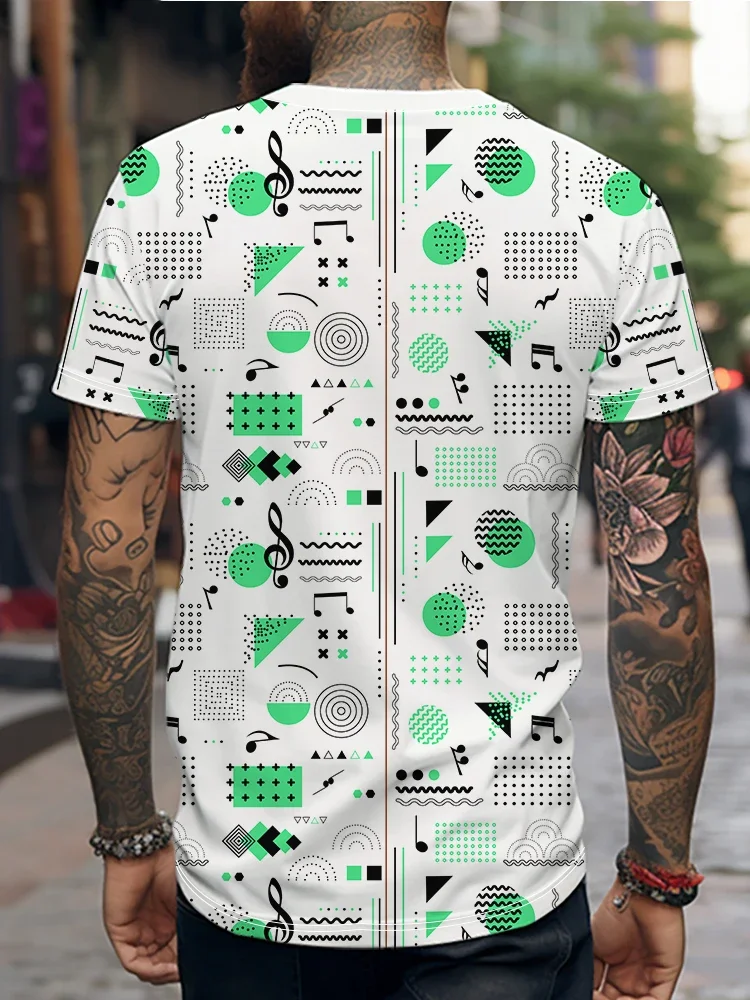 Camiseta con estampado digital 3D para hombre, camisa de manga corta con cuello redondo y patrón de personalidad simple, a la moda, novedad de verano