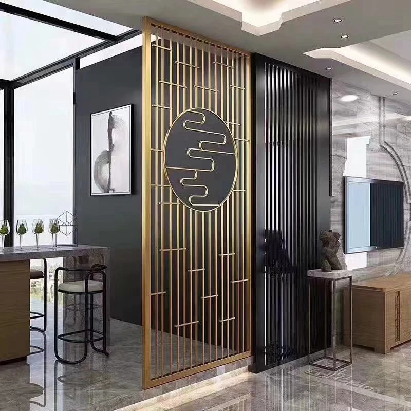 Foshan Stainless Steel Folding Screen Partition Background Entrance Decoration Hotel Sales Department Project Metal Screen