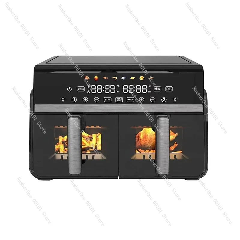 

European Standard Home Air Fryer with Visible Dual Basket 14L Large Capacity Double Pot Touch Screen Viewing Window Oil Free