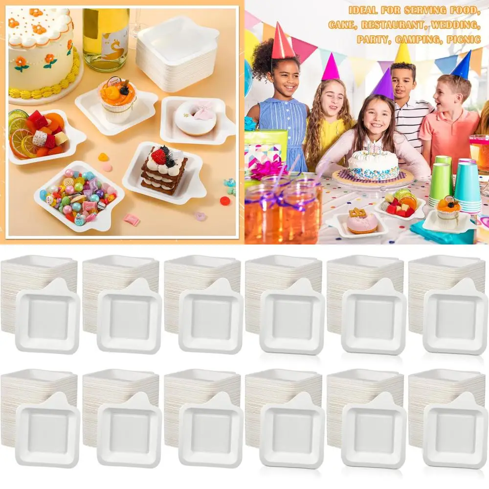 

4 Inch Disposable White Square Paper Plates, 1000 Pack, Ideal for Parties, Weddings, Birthdays, and More