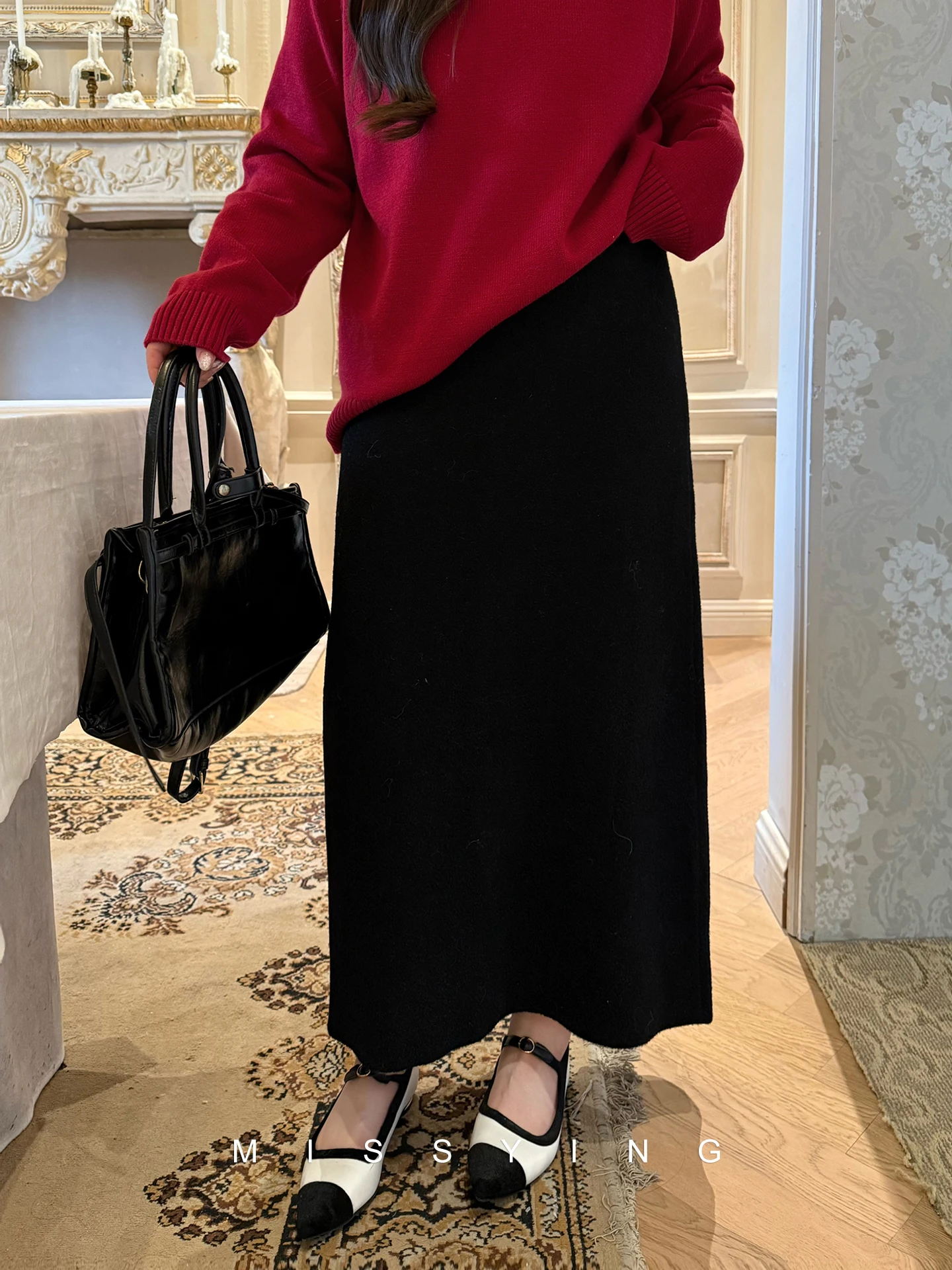 

Новая теплая вязаная юбка А-силуэта больших размеров с высокой талией, прямого кроя, для женщин