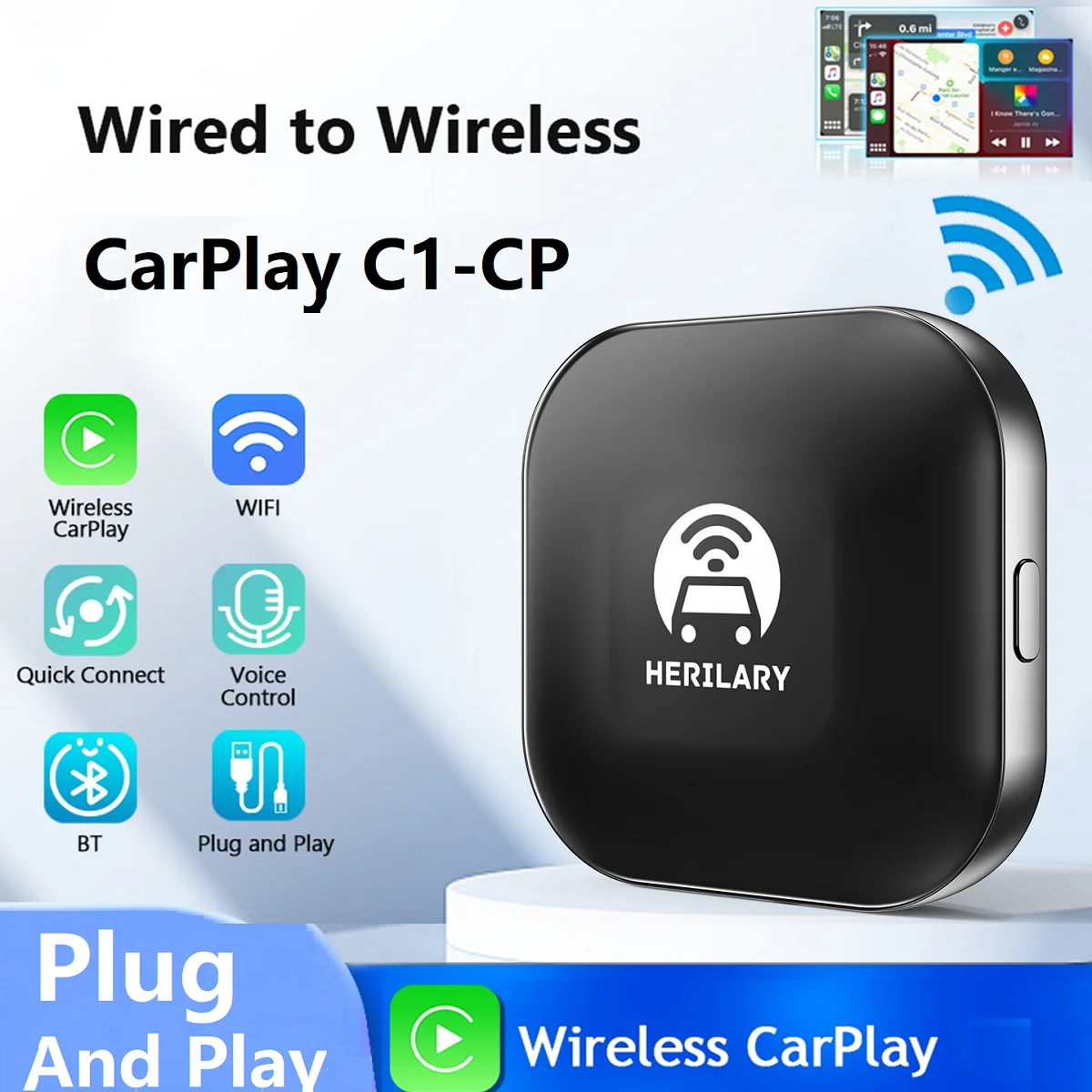 

Carplay AI Box USB Plug and Play Car OEM Wired CarPlay to Wireless CarPlay for Apple System Fast Connect Smart Mini AI Box