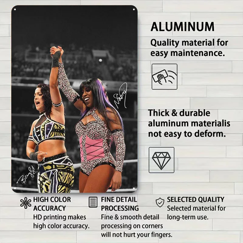 Bayley and Naomi علامات معدنية ملصق رياضي ديكور غرفة جمالية للرجال علامة صفيح مخصصة لتزيين جدران الفن ديكورات المنزل