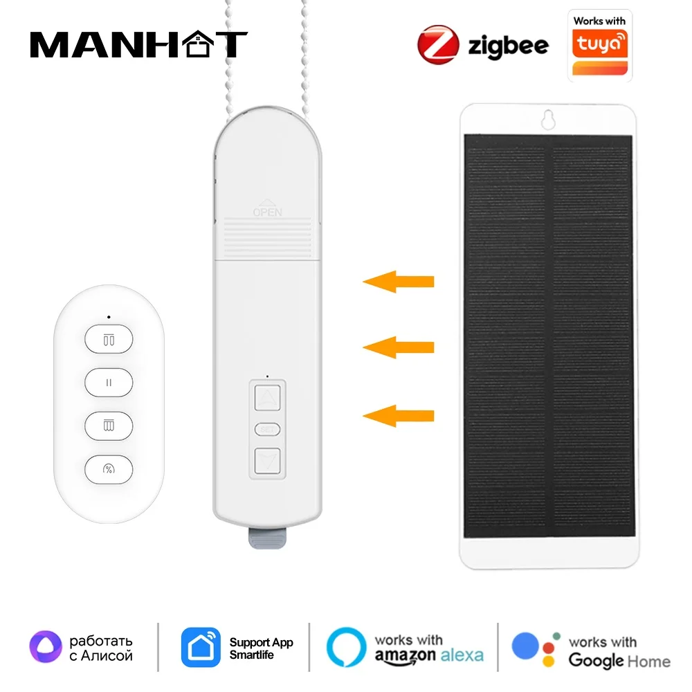 Work With Tuya Zigbee Smart Curtain Motor  Roller Shutter Blinds DIY Chain Motorized Shades Drive Voice For Alexa Google Home