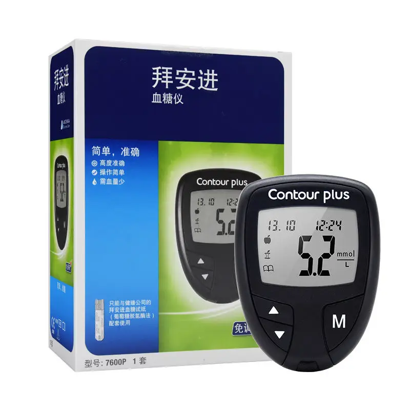 Bayer Contour Plus Glucosa en sangre para modulación de glucómetro Código libre Probador automático para diabéticos de azúcar para el hogar (sin tira de prueba)