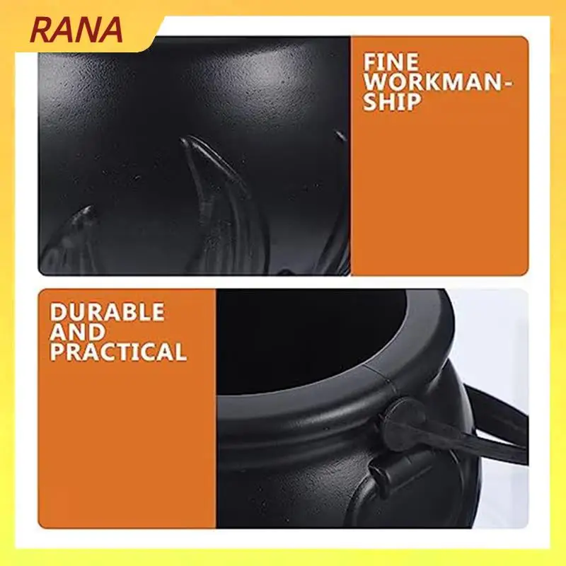 

RANA Black Cauldron Kettle Plastic Witch Kettle St Patricks Cauldron Wizard Witch Cauldron Decoration Candy Kettle Bucket