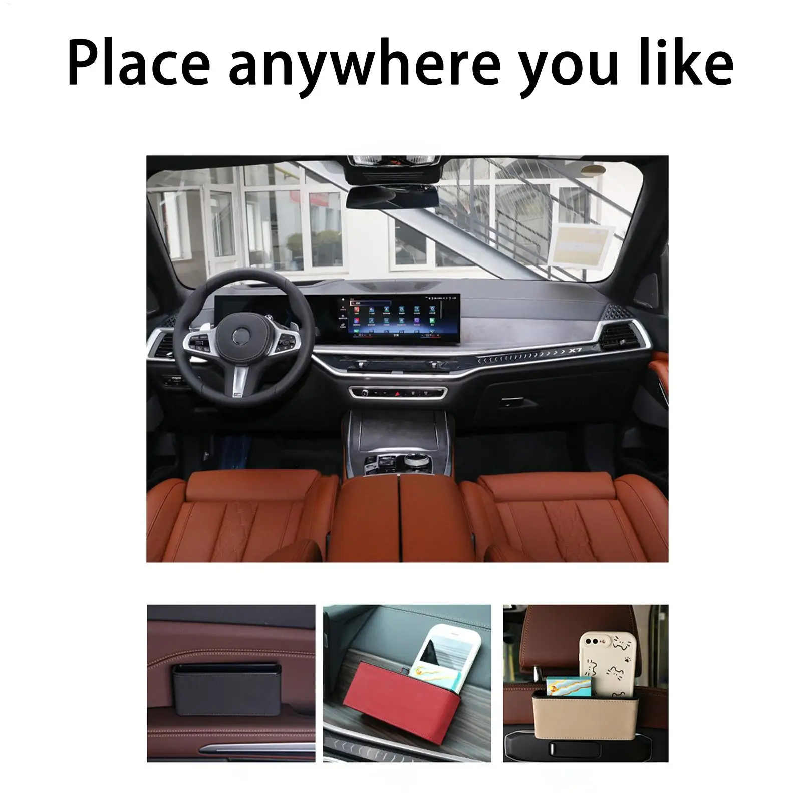 

Car Seat Organizer Adhesive Space-Saving Small Car Seat Pocket Backseat Organizer For SUV RV Truck Sedan Automotive Vehicle