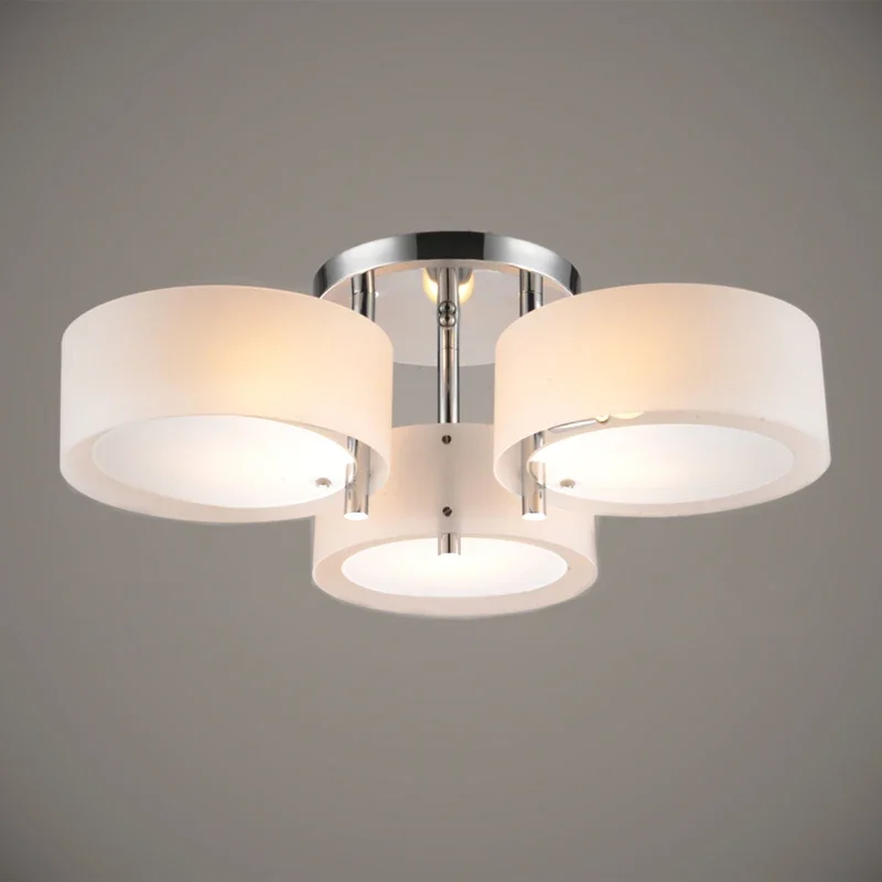 

Modern Ceiling Light 3 Lights E26 E27 Brushed Nickel Acrylic Glass Modern Flush Mount for Bed Room Hallway