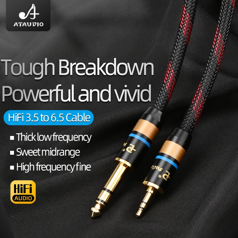 Hi-end HiFi 3.5mm to 6.5mm Aux Cable for Electronic Instruments 6N OFC Nylon Net Stereo 3.5 Jack Audio Guitar 6.5 TRS Jack Cable