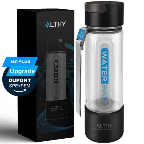 ALTHY 수소수 발생기 병 컵, DuPont SPE + PEM 듀얼 챔버, 40 회 작동, 단일 충전, H2 흡입 장치