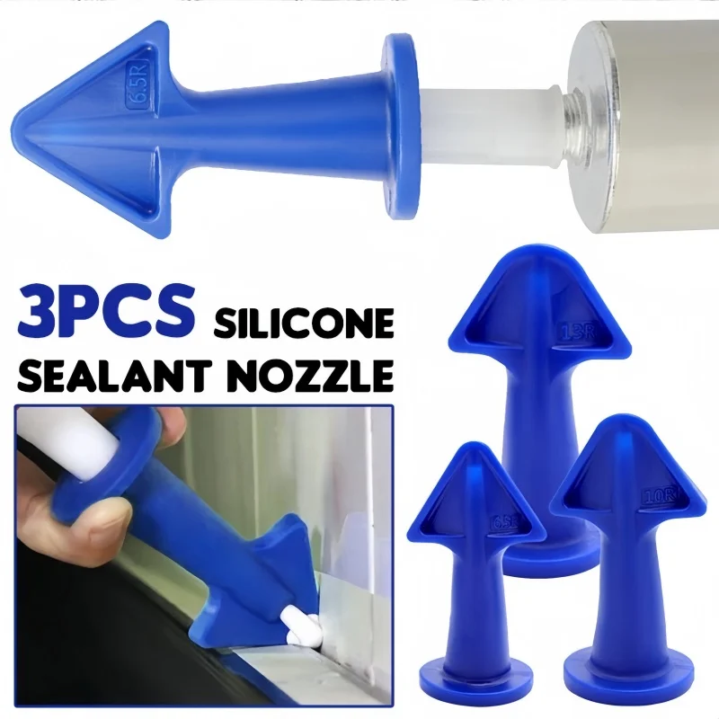 3PCS Silicone Sealant Nozzle Tool,Caulk Nozzles Applicator Caulking Epoxy Piston Nozzle Adhesives Glue Sealents DIY Flow Tools