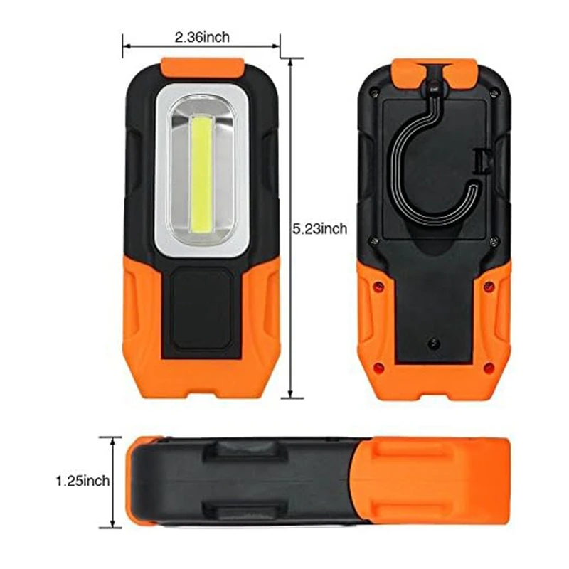 1-częściowa przenośna lampa robocza LED, hak do zawieszania i latarka magnetyczna, jak pokazano ABS + gumowe kieszonkowe lampy robocze na baterie