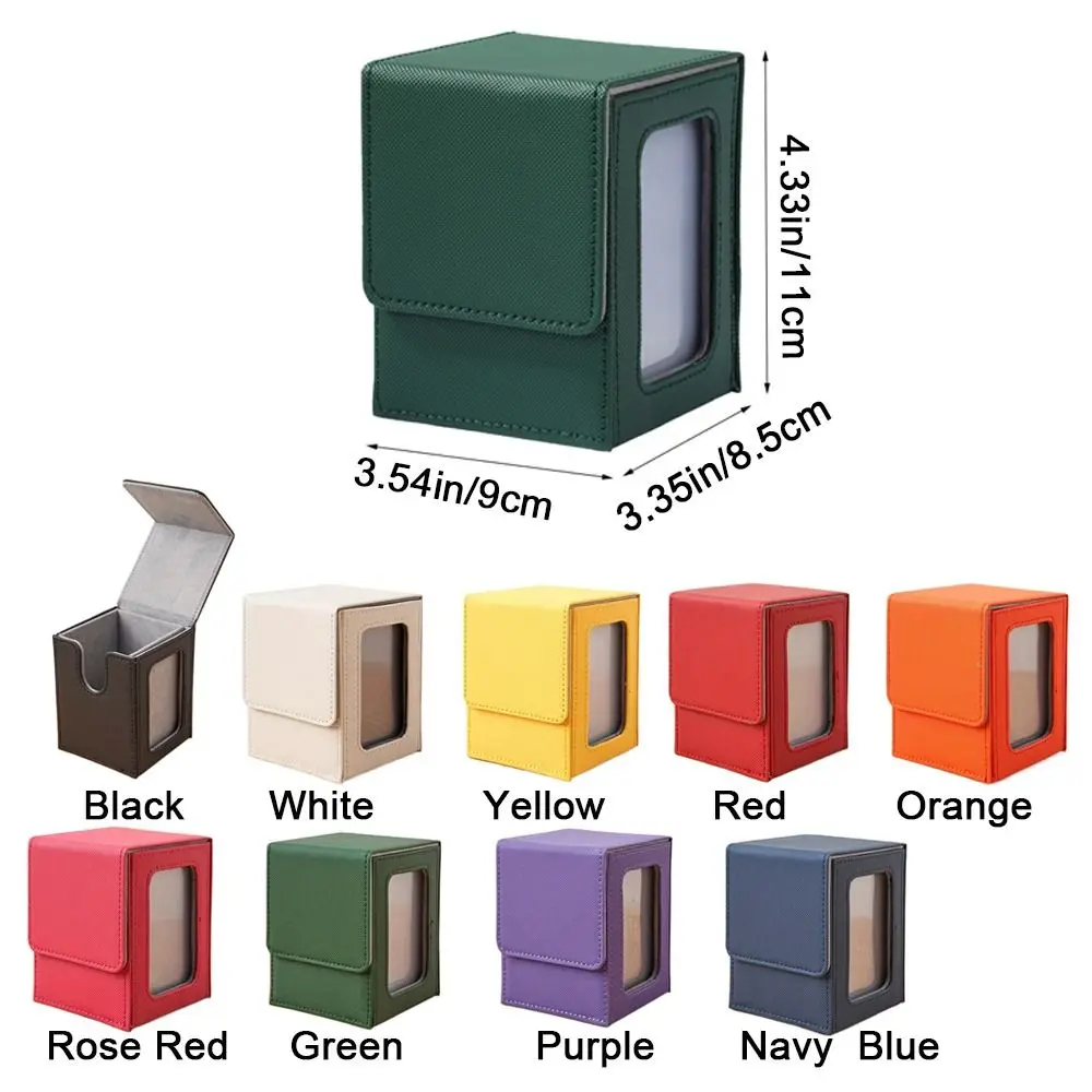 Picture 7: PU Window Collection Box Magnetic Closure Stain-resistant Card Deck Box Moisture-proof with Lid Trading Card Storage Box