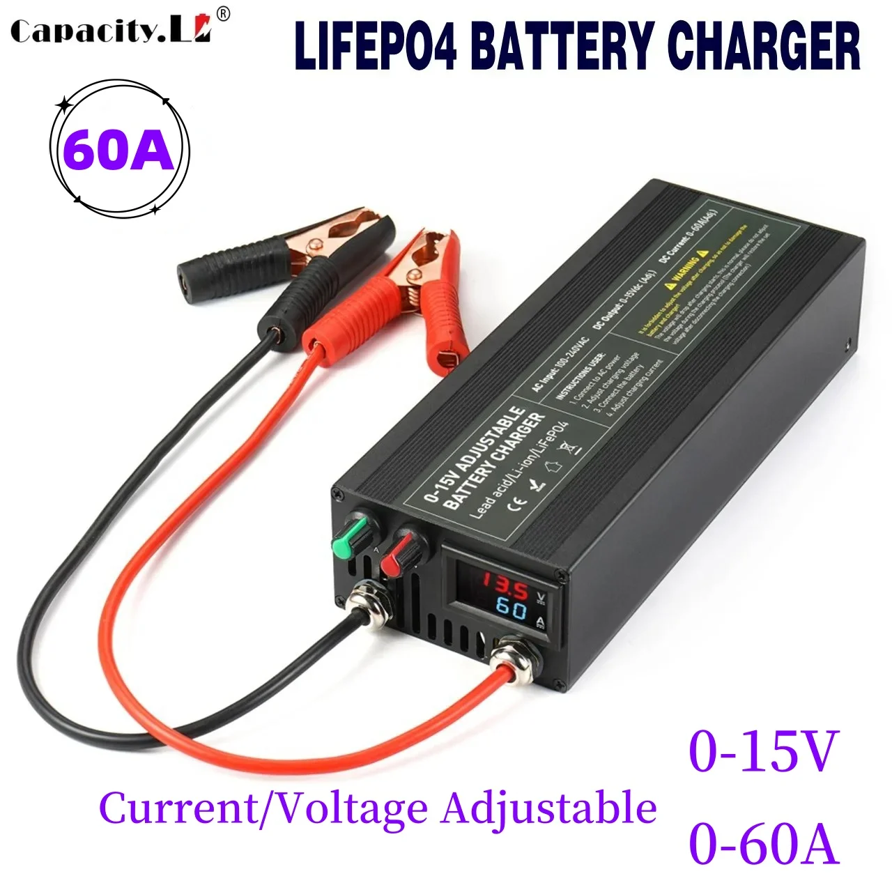 0-15v Battery Charge 50A/60A/85A Lifepo4 Battery Charger Fast Charge Lithium Battery Charger14.6V Battery Adapter