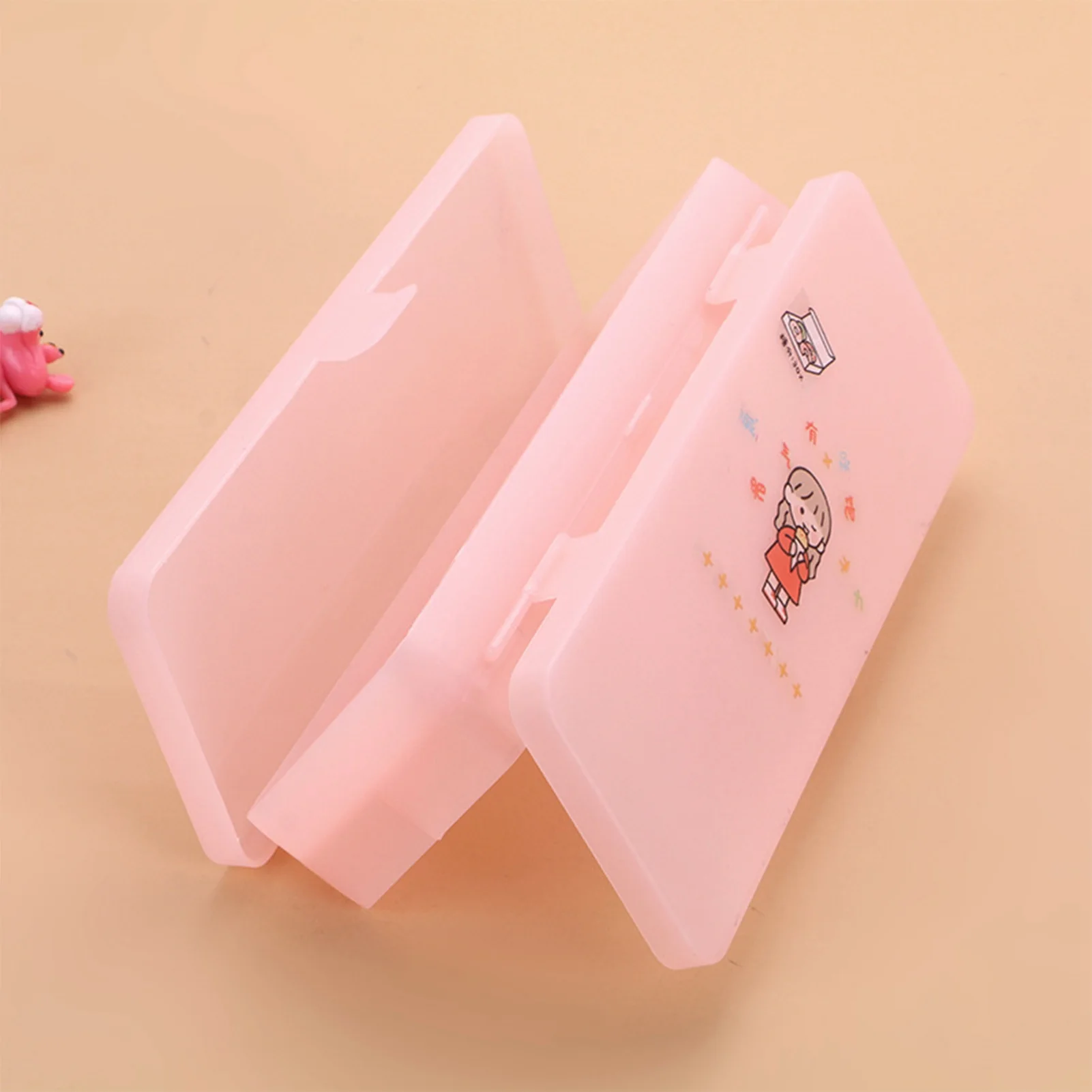 Transparent Frosting Double-Layer Pencil Case Large Capacity Pencils Pouch Office Supplies Students Stationery with Stickers