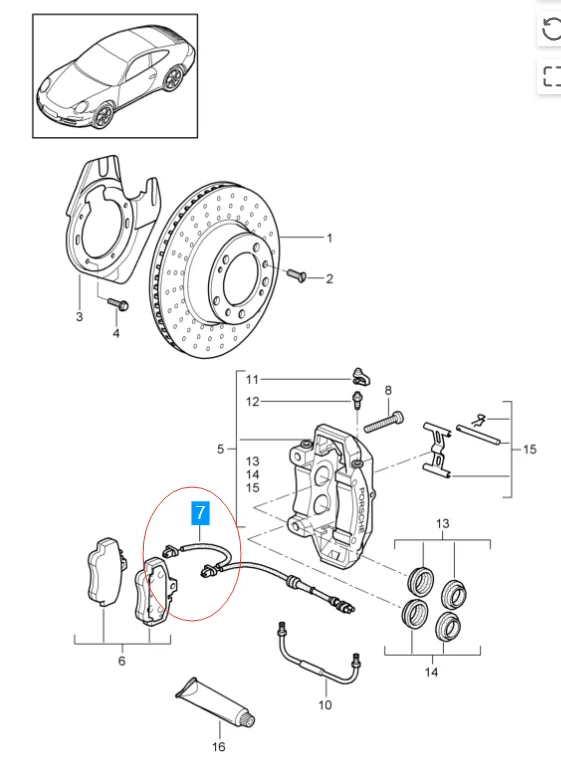 99761277000 99761277002 Front Brake Pad Wear Sensor for PORSCHE 911 Targa Convertible 997