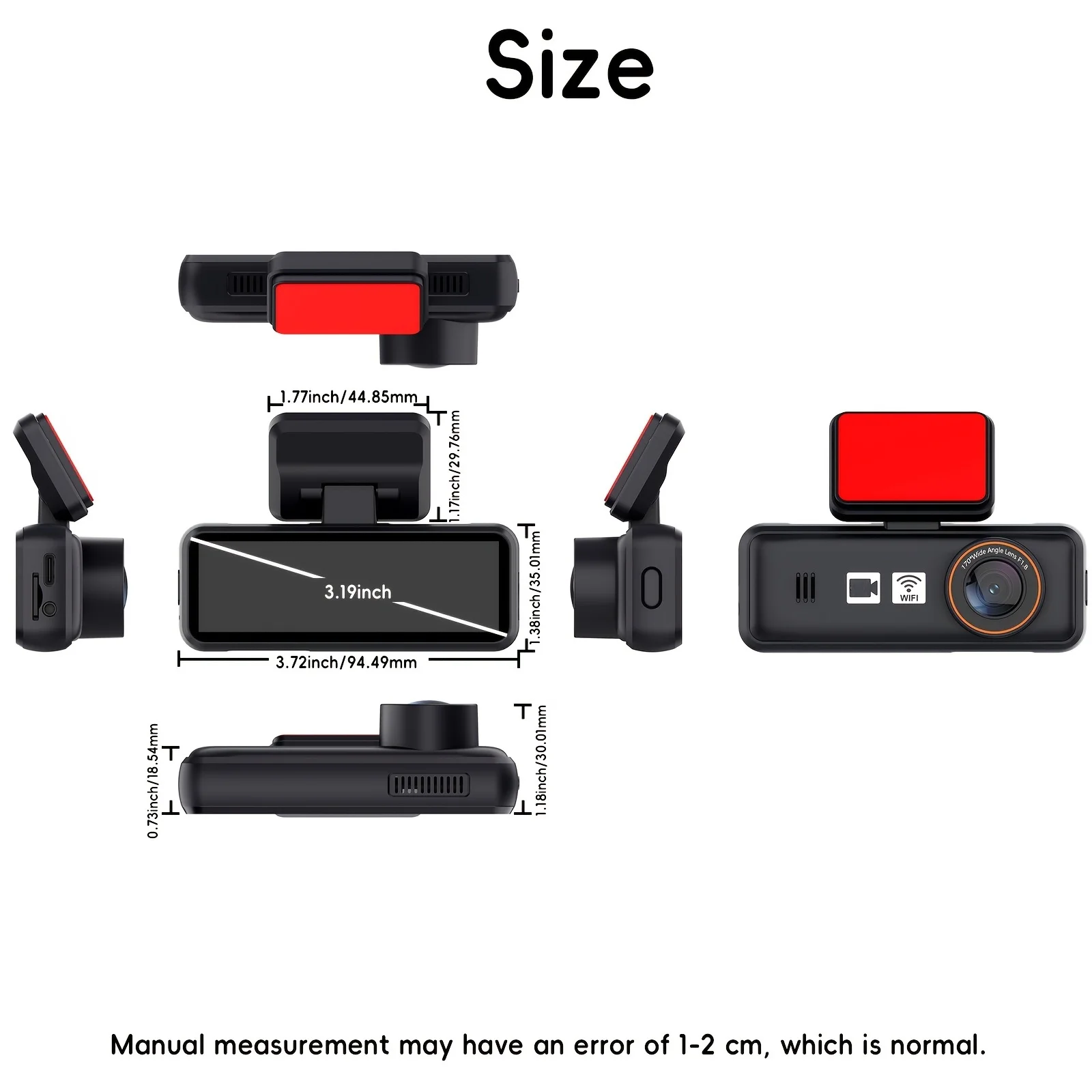 1296P Mini Dash Cam with rear Camera – Compact Car Camera with WiFi & APP Control, Loop Recording, WDR Night Vision & Parking