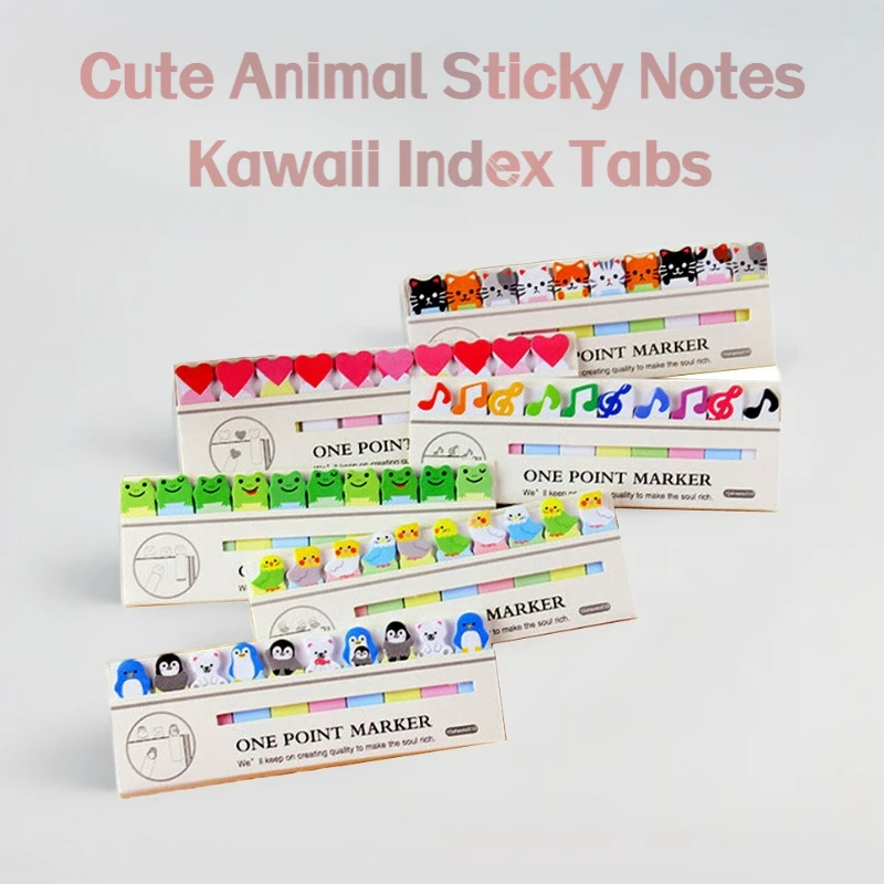Niedliche Tier-Haftnotizen Kawaii Index-Tabs Mini-Notizblöcke für Schule Büro Tagebuch Planer Dekoration Geschenk Schreibwaren