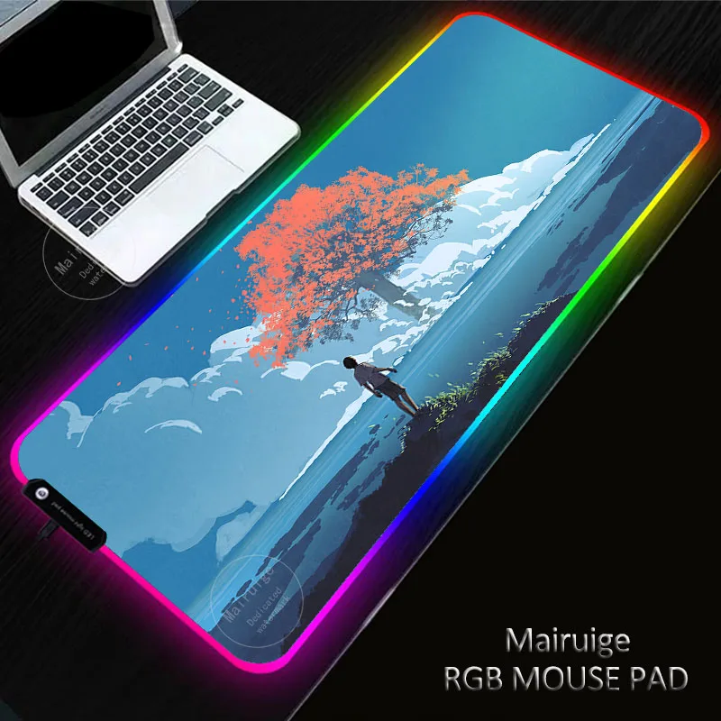 

Sakura Landscape RGB Gaming Pad Rubber Non-Slip Laptop PC Led Gamer 30*80CM Large Mouse Pad Keyboard Mousepad for Computer Desk