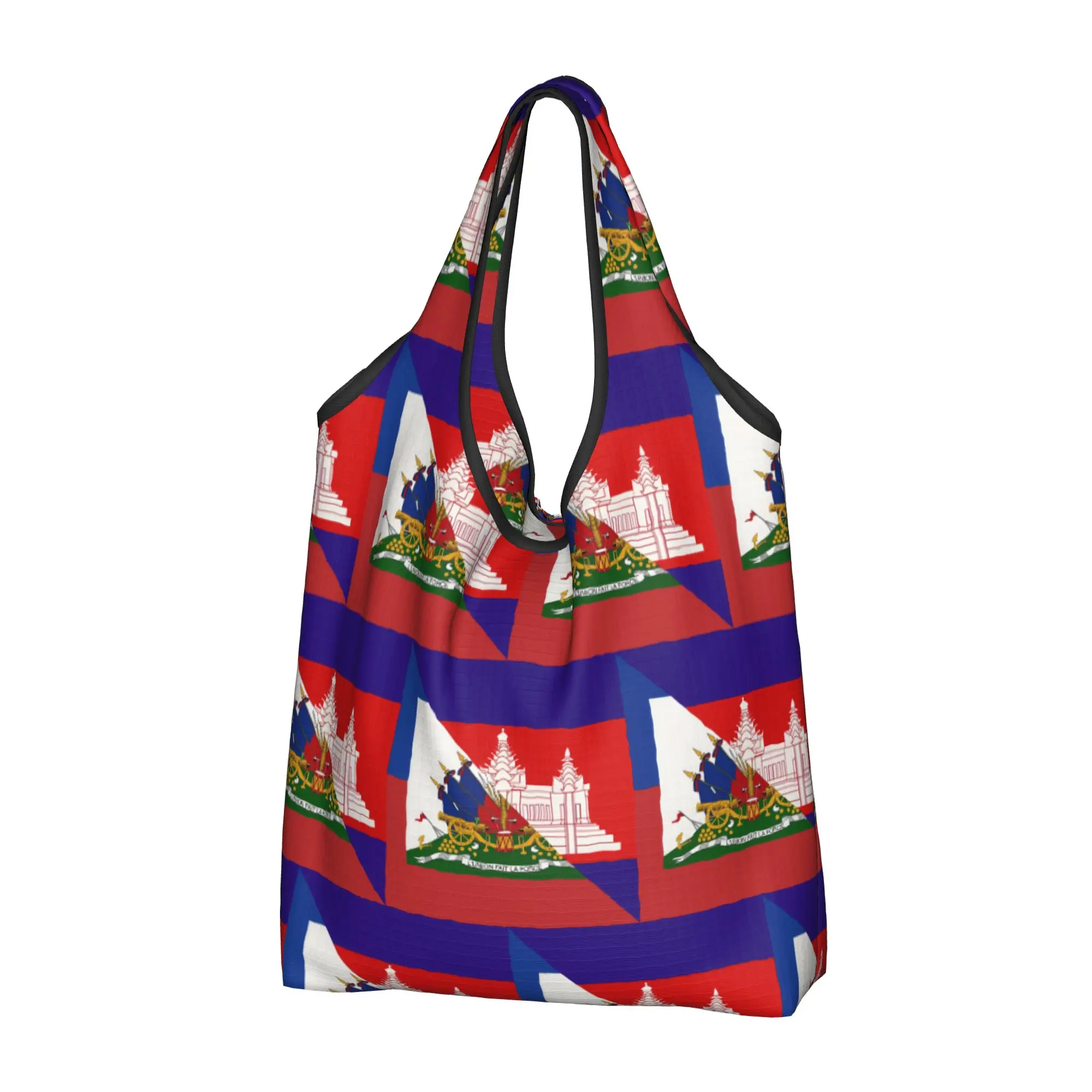 Sac de courses, sac fourre-tout, sac à bandoulière, sac à main portable de grande capacité, coloré, avec l'emblème d'unité et de force d'Haïti