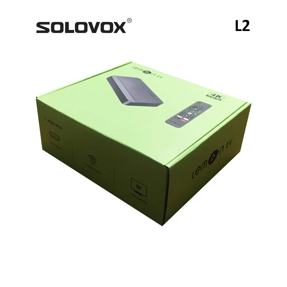 SOLOVOX 2024 L2 Android 12 Smart TV Box يدعم WiFi6 Bluetooth 5 التحكم الصوتي Stalkerid YouTube 4K الأدوات الوسطى LemonTV
