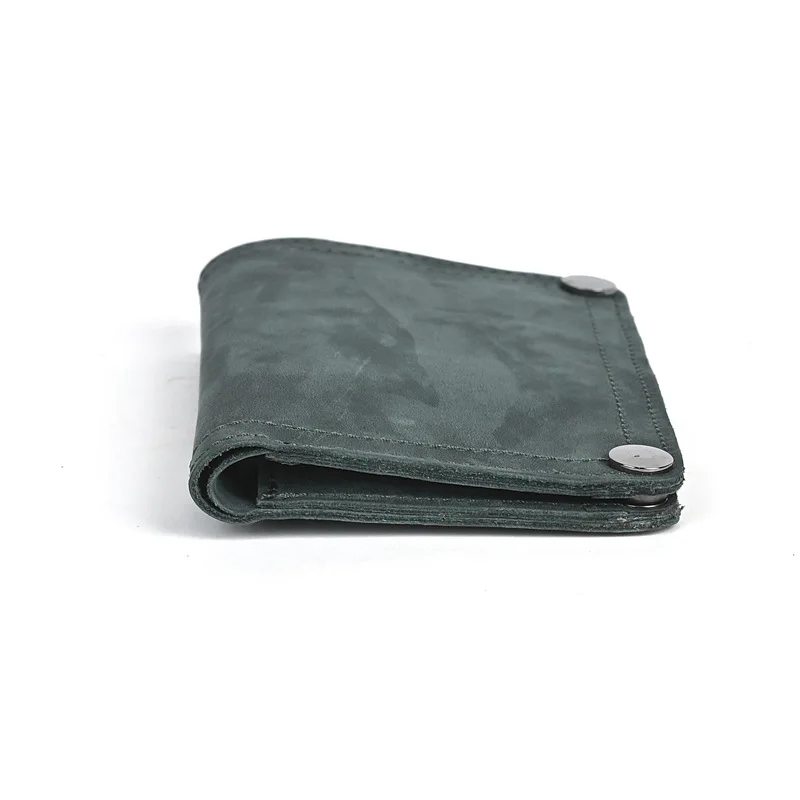 محفظة جلدية رفيعة للغاية من Crazy Horse، حافظة بطاقات محفظة رجالية مربعة متعددة الفتحات متعددة الوظائف للرجال