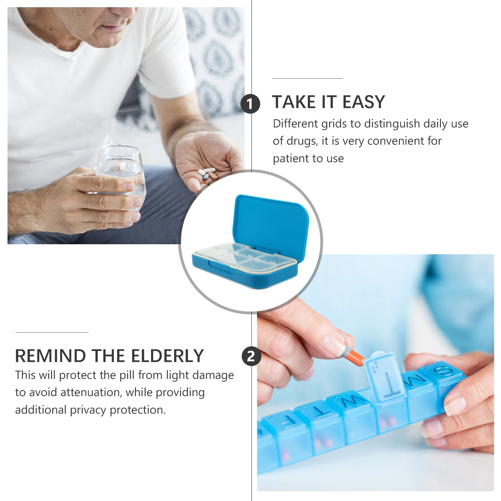 

2 шт. портативный органайзер для таблеток с 6 отделениями, чехол для путешествий, аптечка, диспенсер, ежедневный держатель для хранения планшетов, многосеточный