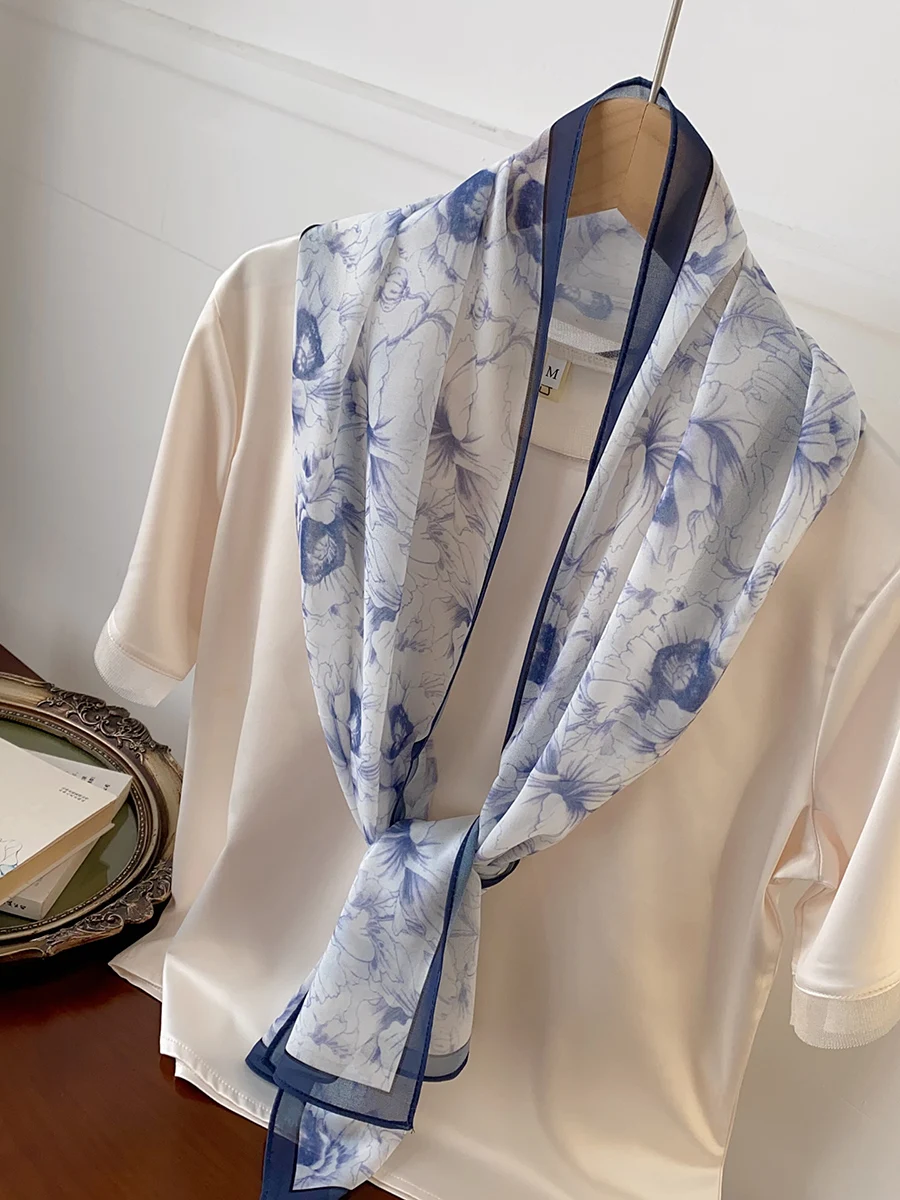 

2025 New Spring Autumn Thin Georgette Scarf Chinese Sle Floral Print Travel Women's Scarf Versatile Long Rectangle awl