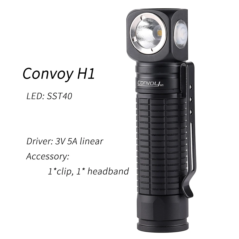 

Convoy H1 with SST40 Led Flashlight+Headlamp Mini Lantern 18650 High Powerful Torch Camping Fishing Work Light