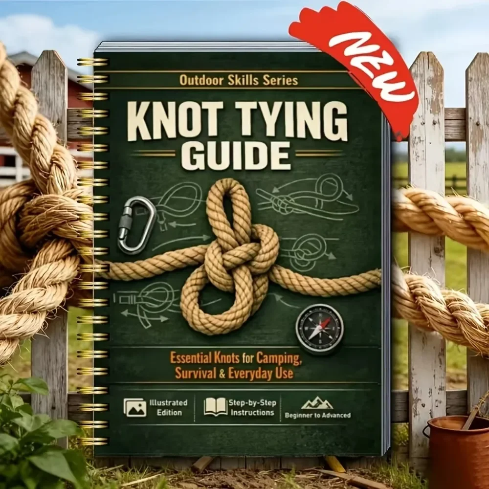 40 Pages Outdoor Survival Knot Bible, Illustrated Step-by-Step Knot Guide for Camping Hiking, Home & Daily Emergency Survival