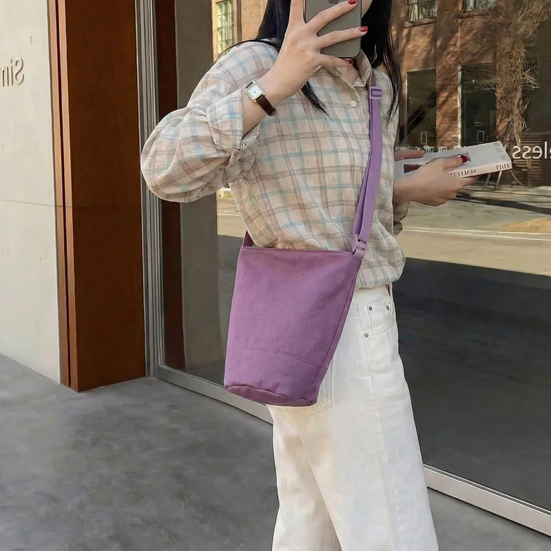 Custom Logo/Design Bucket Tote Bag Adjustable Shoulder Strap Nylon Crossbody Bag Mini Casual Daily Work Shopping Bag for Women view 3