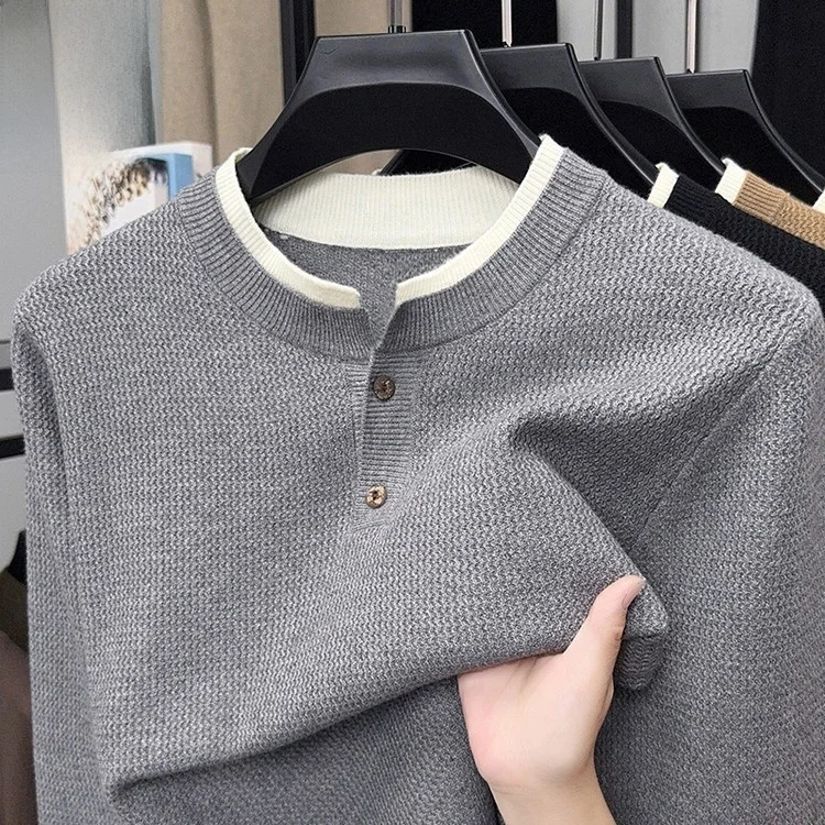 

Мужской тонкий трикотажный джемпер с цветочным узором, повседневная внутренняя кофта для мужчин среднего и молодого возраста, модный свободный топ из полиэфирного волокна с длинными рукавами