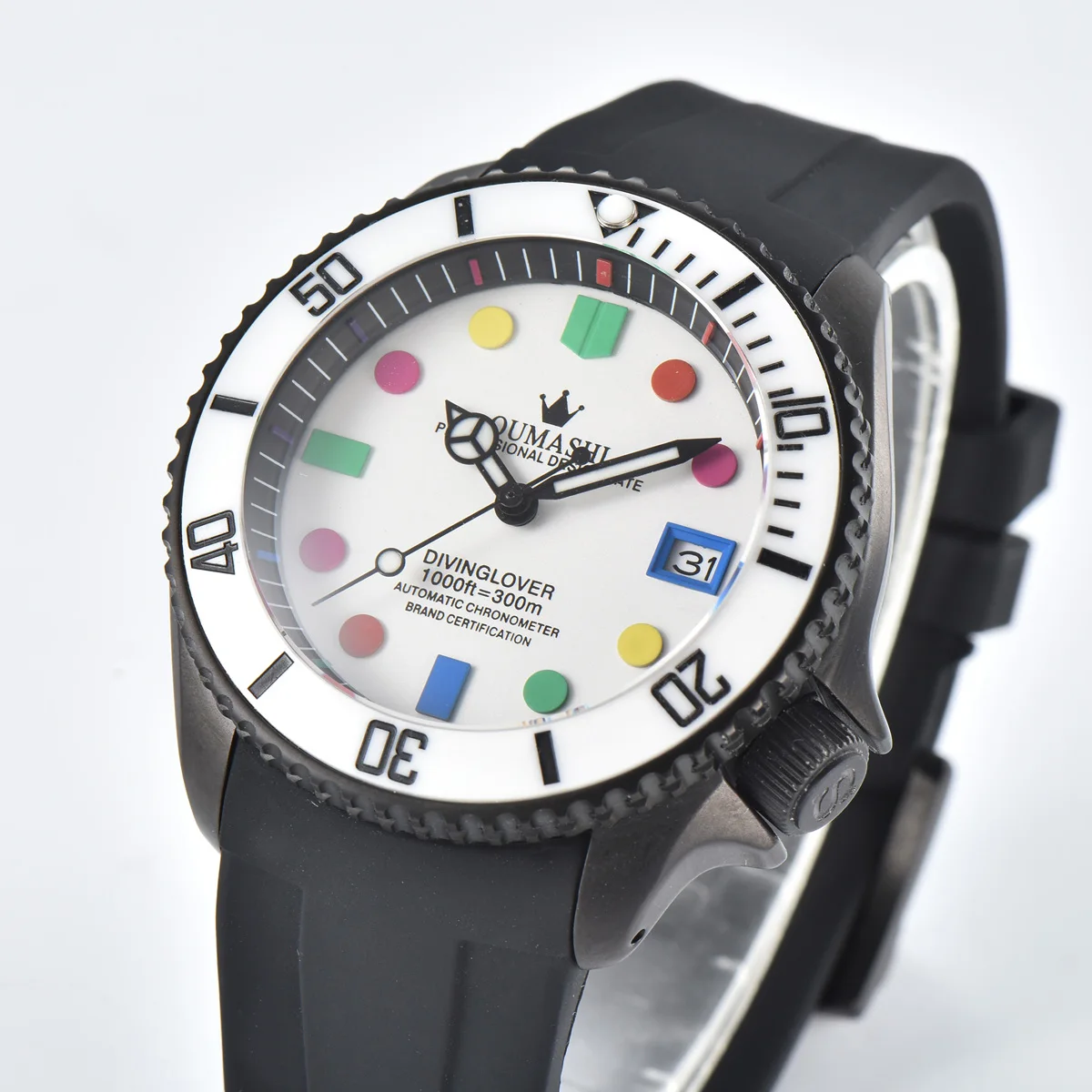 SKX 007 custom logo NH35 41mm case fresh rainbow dial sapphire glass mechanical men's watch