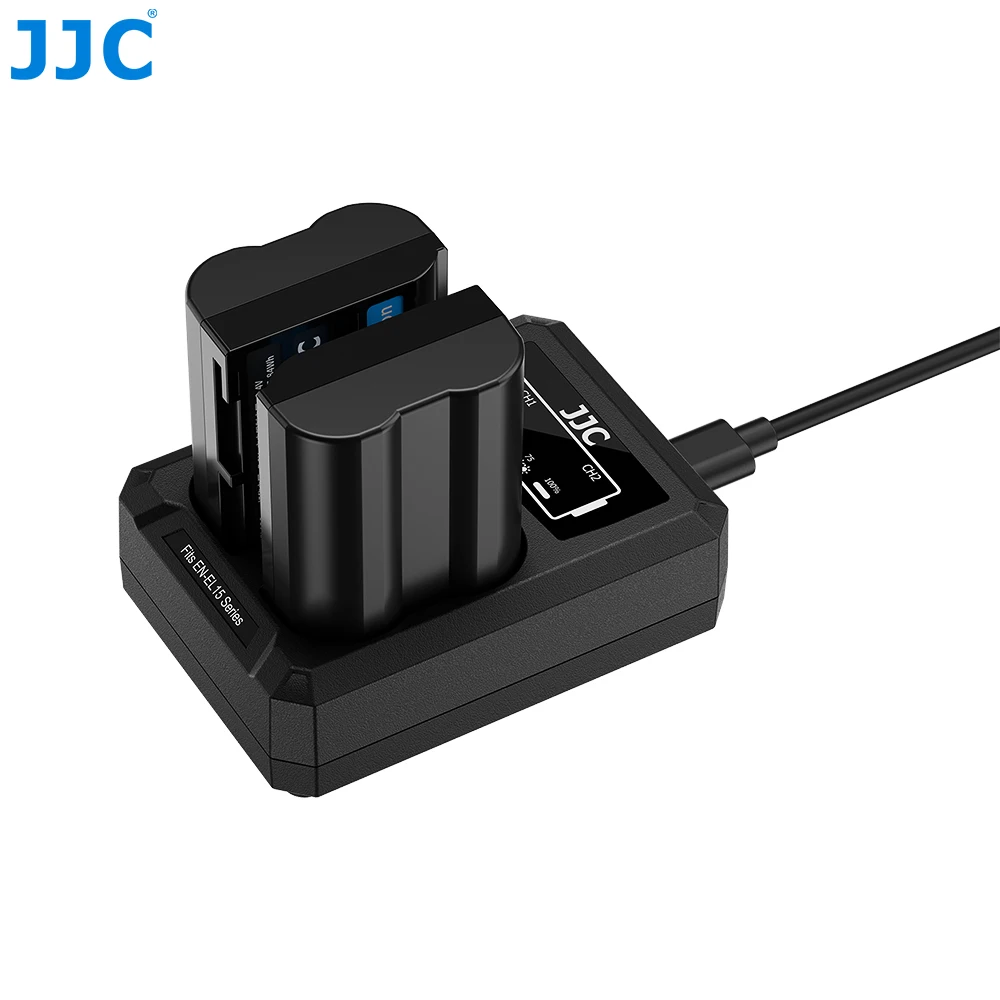 JJC EN-EL15 /EL15a/EL15b/EL15c Batteries USB Dual Charger For Nikon Z7 Z6 Z5 Z f D750 D850 D7000 D7100 D7200 D7500 D500 D600