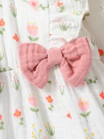Baby Girl's All Seasons Long Sleeve Print Floral With Bow Daily Jumpsuit For Newborn-6M Clothes +Headband 3