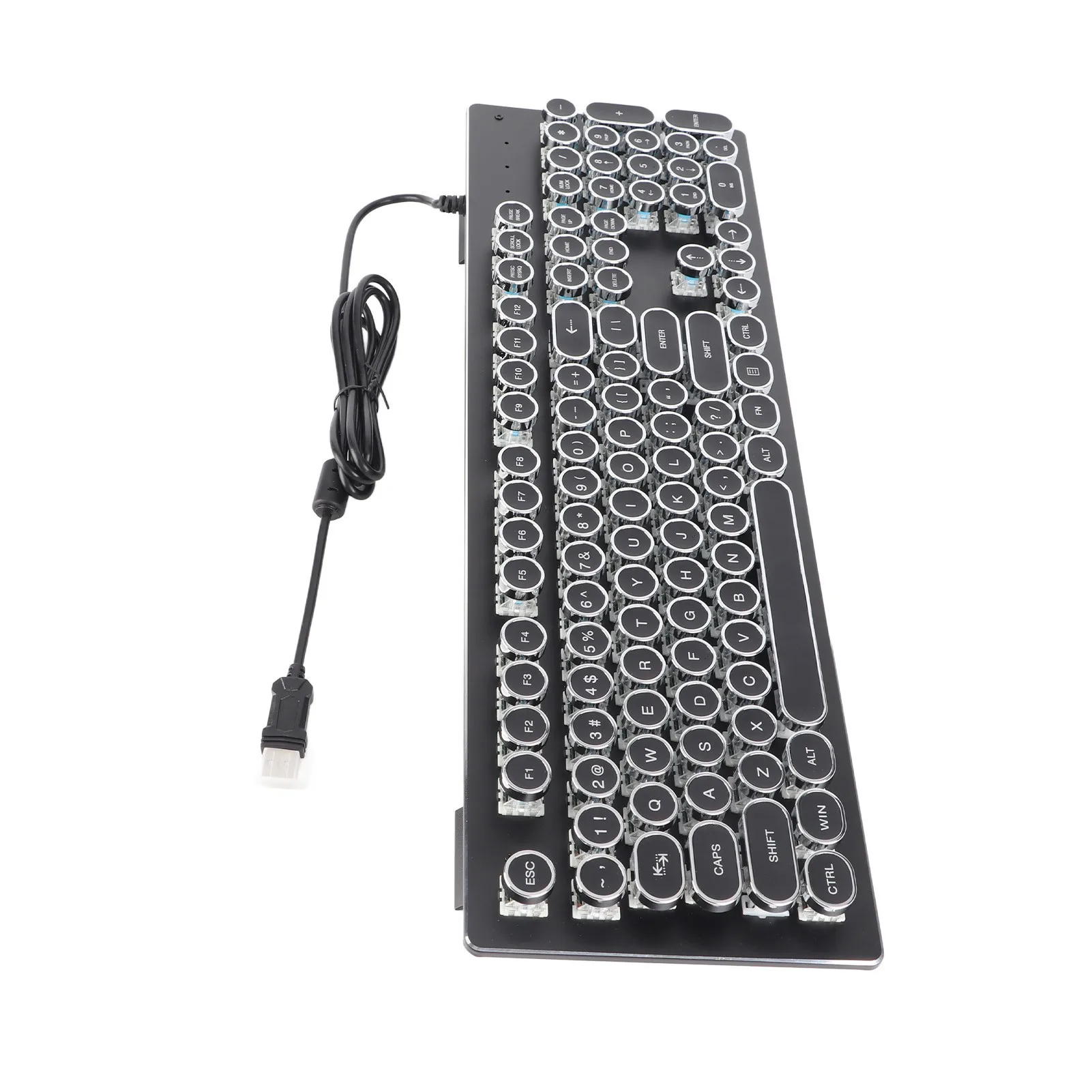 Retro Wired Gaming Mechanical Keyboard Key Click with 104 Keys Mixed Light Ergonomic Design