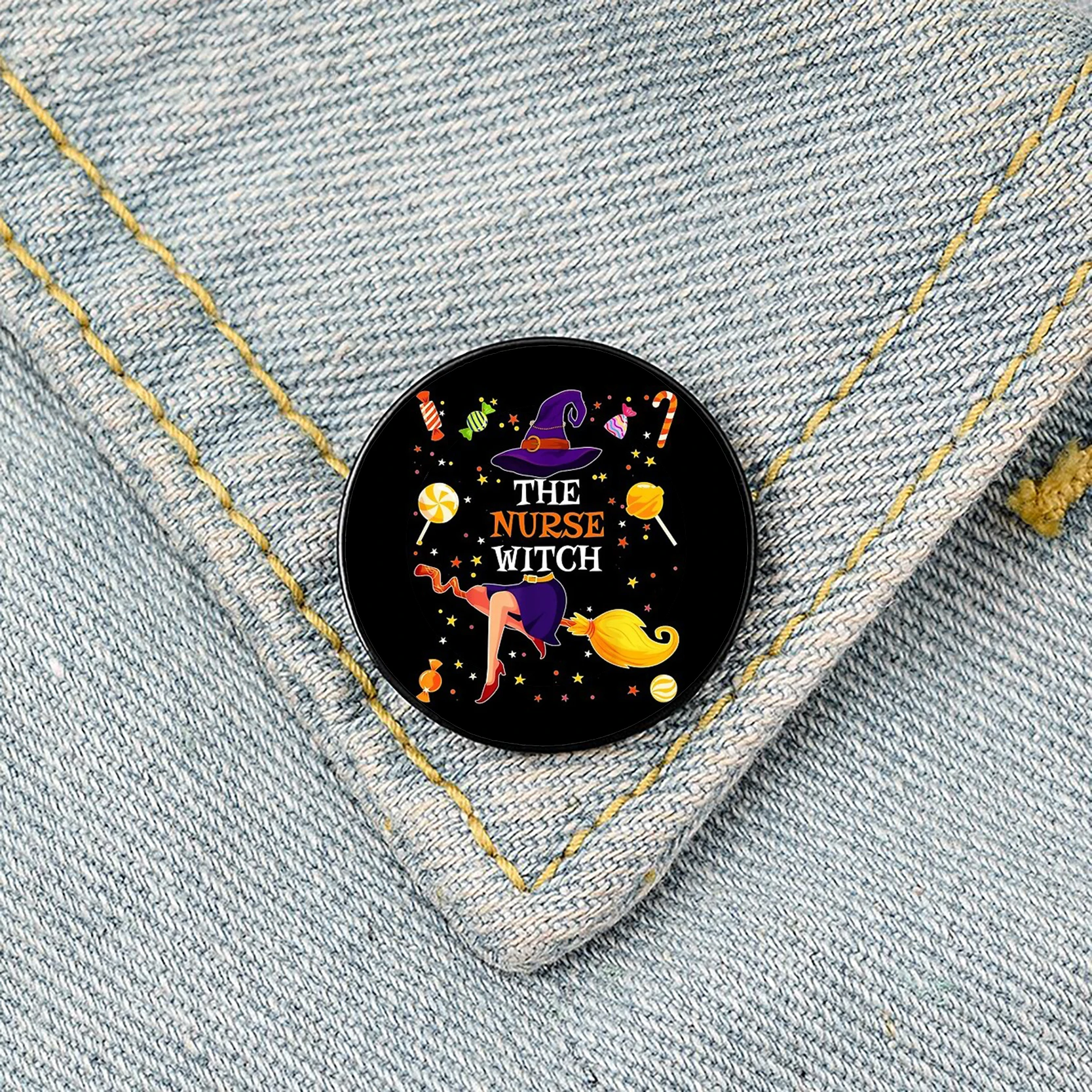 You Can't Scare Me I'm A Nurse  Pin Custom Halloween horror Brooches Shirt Lapel teacher Bag Badge pins for Lover Girl Friends