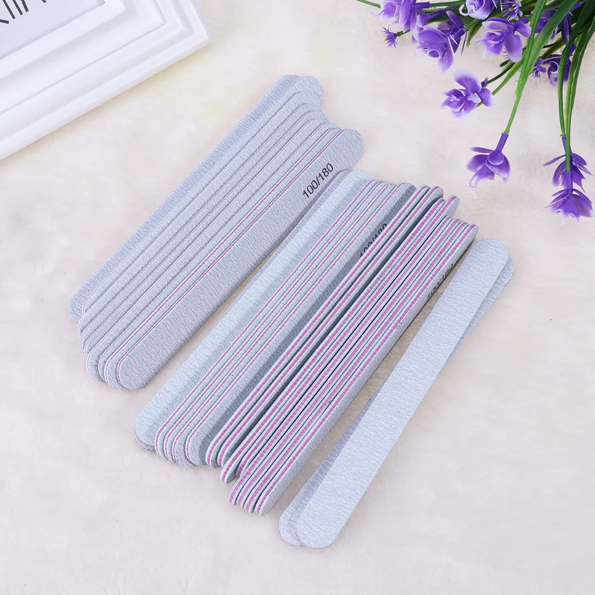 25 Stück gefräste polierte Nagelfeile, mattiertes doppelseitiges Maniküre-Werkzeug für Frau, Mädchen, Dame, Salon, natürlicher Nagelformungspuffer