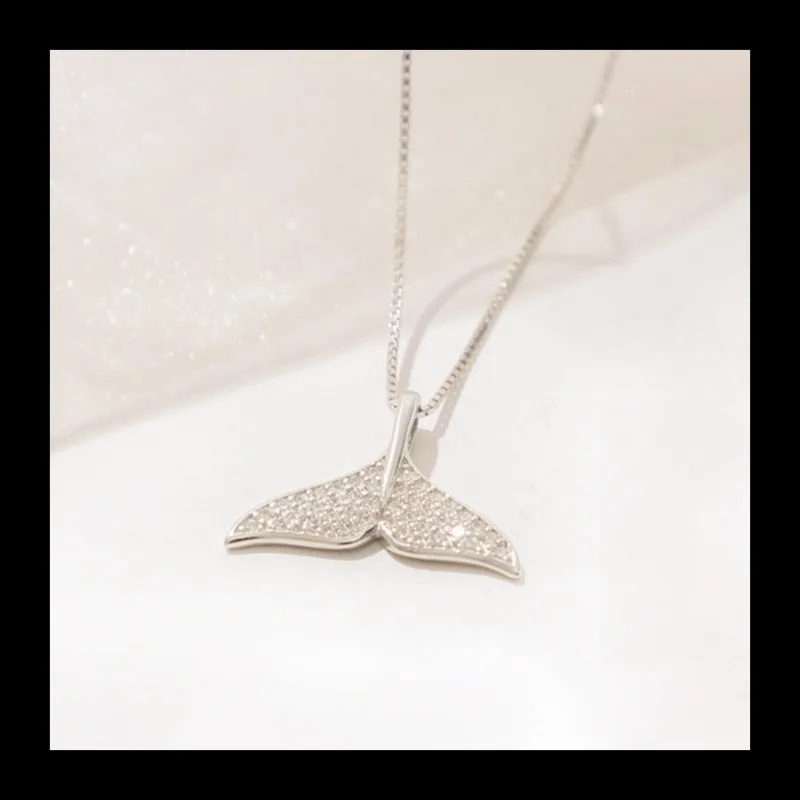 النسخة الكورية من الأسماك التي تعرفها قلادة الموضة الشعبية الإناث Ins الحيوان دولفين ذيل السمكة الترقوة سلسلة قلادة تشى #2