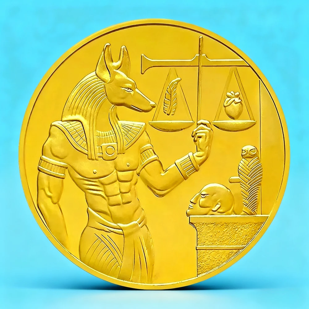 commemorative coins Ancient Egypt Anubis The God of Death  Pyramid Dieb Pattern Commemorative Value Token Coin