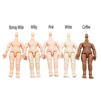 1/12 BJD Nude Doll Body Accessories 10.5cm Body Joints Movable Chocolate White Skin Make-up Toys OB11 Nude GSC Head Universal