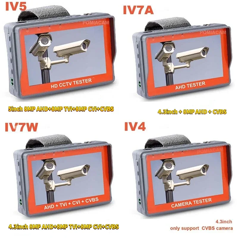 

CCTV Tester Monitor IV5 IV7W IV7A Analog Camera Testing 8MP AHD TVI CVI CCTV Test Monitor RS485 PTZ controller power 12V output