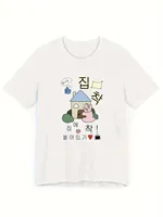 Women Cute Printed Summer T Shirt Korean Ins Style Ootd Y2k Retro Street Style Slim Soft Casual Top for Dating Daily Wear