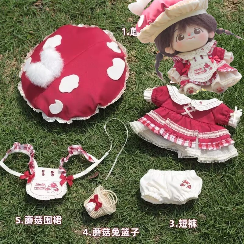 ملابس دمى قطنية، ملابس أصلية 20 سم، أرنب الفطر"، غابة خرافية لطيفة، أحمر وأبيض، لكل من الأولاد والبنات #1