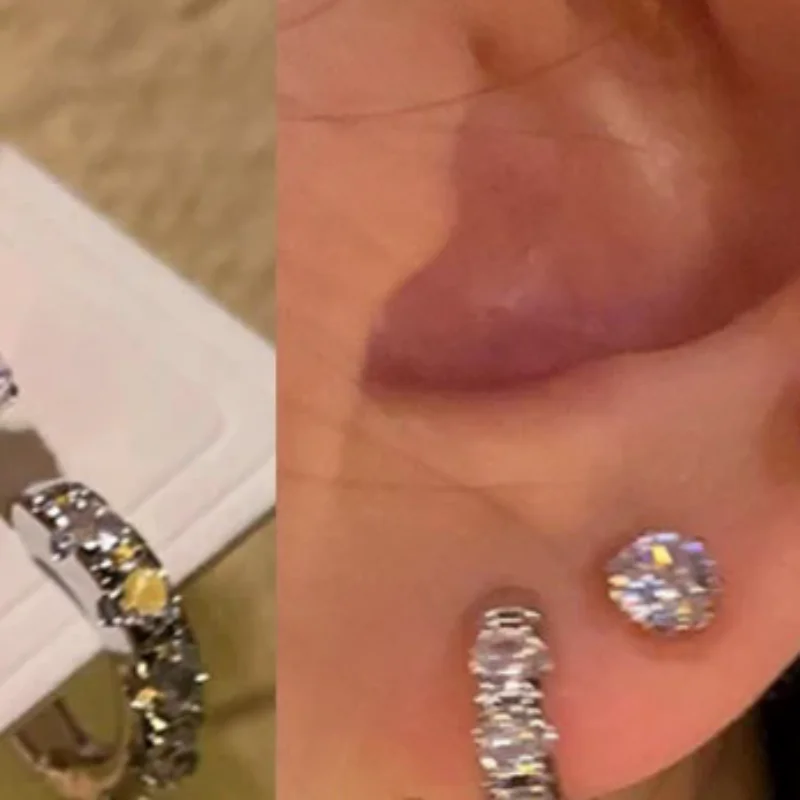 4 unids/set de pendientes de aro de circonio de cristal exquisitos a la moda para mujeres y niñas, pendientes de tuerca diarios, accesorios Y2K, regalos de joyería